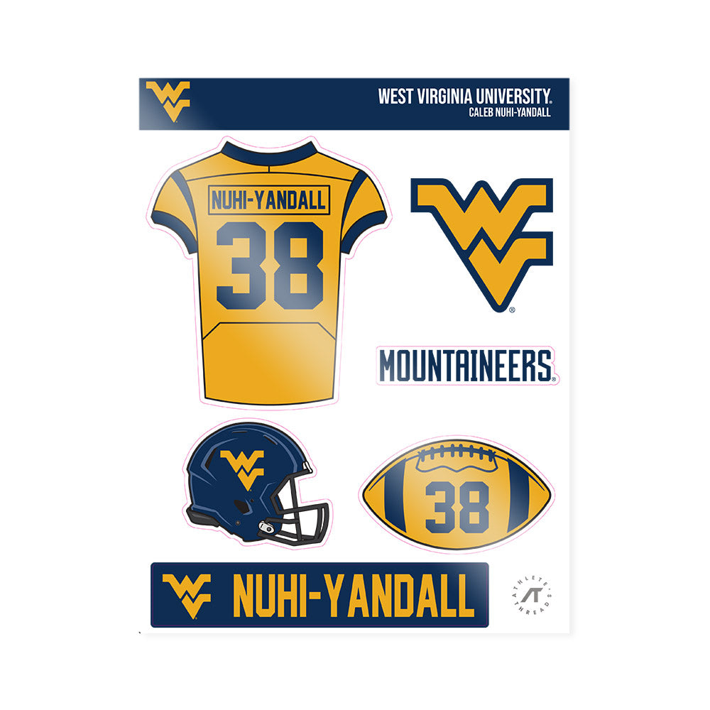 West Virginia - NCAA Football : Caleb Nuhi-Yandall - Sticker Sheet-0