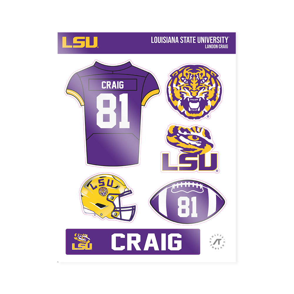 LSU - NCAA Football : Landon Craig - Sticker Sheet-0