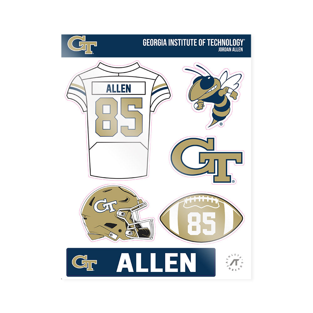 Georgia Tech - NCAA Football : Jordan Allen - Sticker Sheet-0