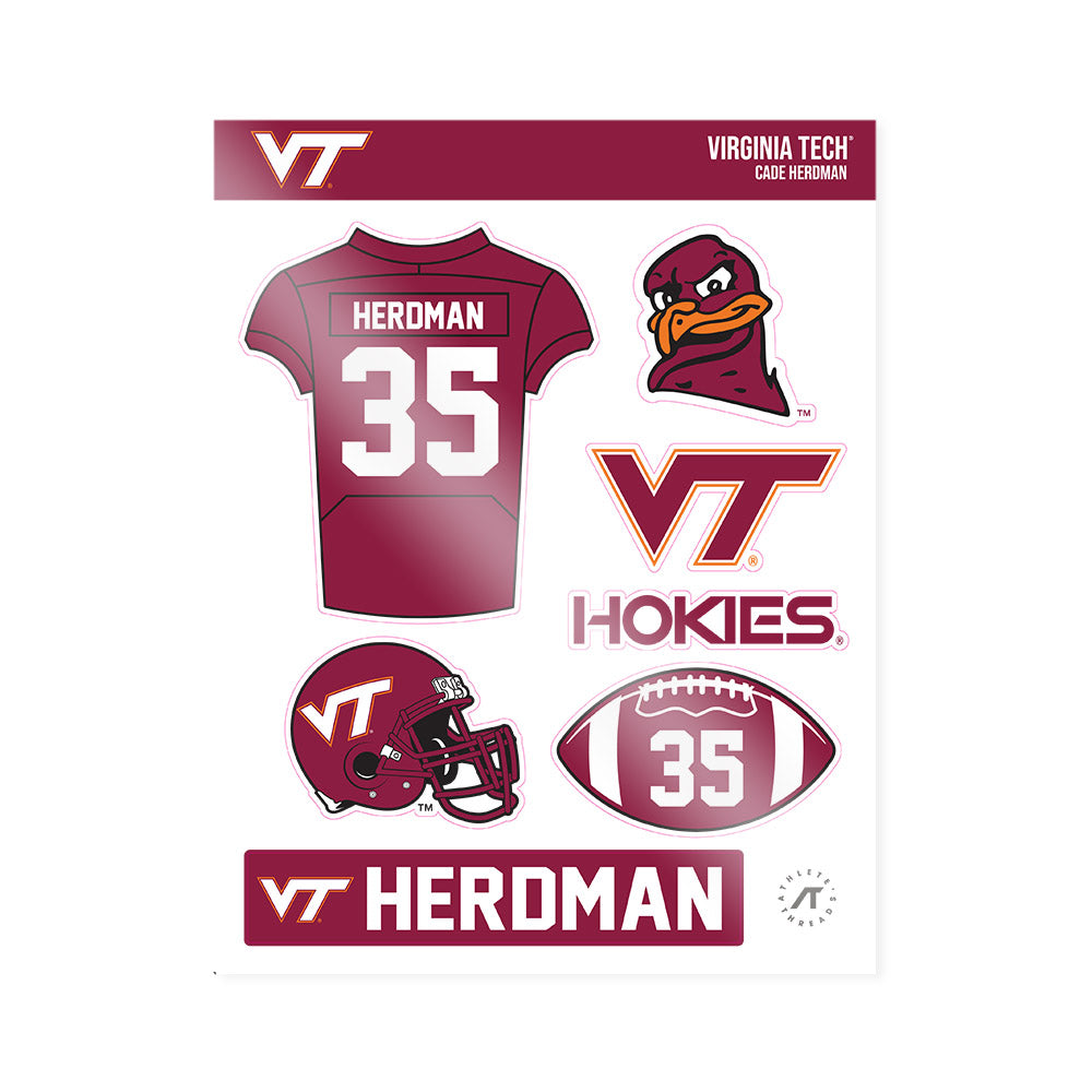 Virginia Tech - NCAA Football : Cade Herdman - Sticker Sheet-0