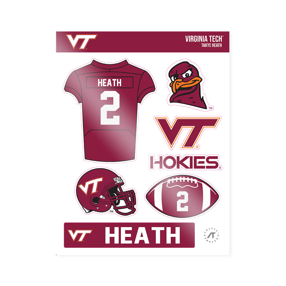 Virginia Tech - NCAA Football : Takye Heath - Sticker Sheet-0