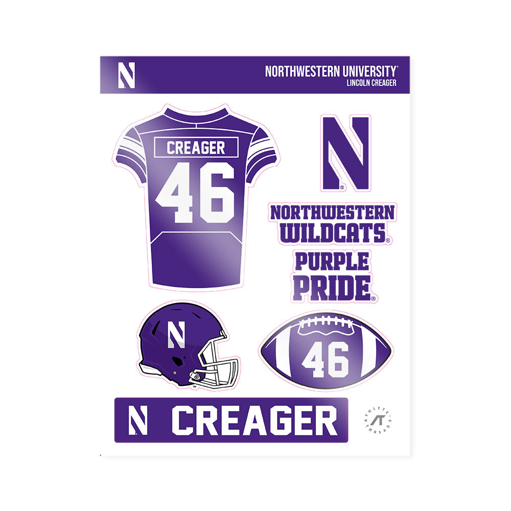 Northwestern - NCAA Football : Lincoln Creager - Sticker Sheet-0