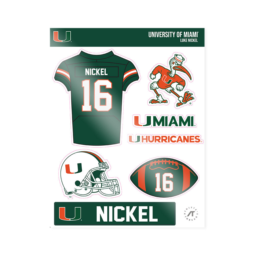 Miami - NCAA Football : Luke Nickel - Sticker Sheet-0