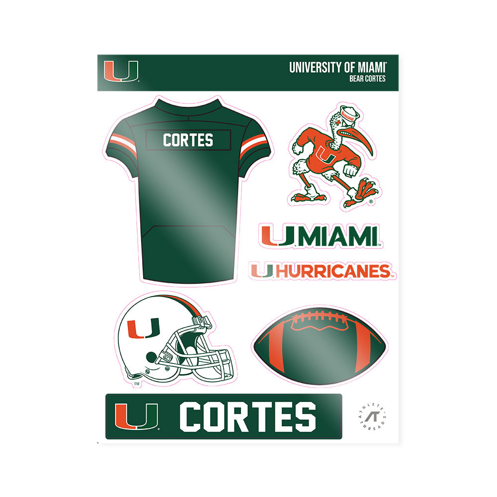Miami - NCAA Football : Bear Cortes - Sticker Sheet-0
