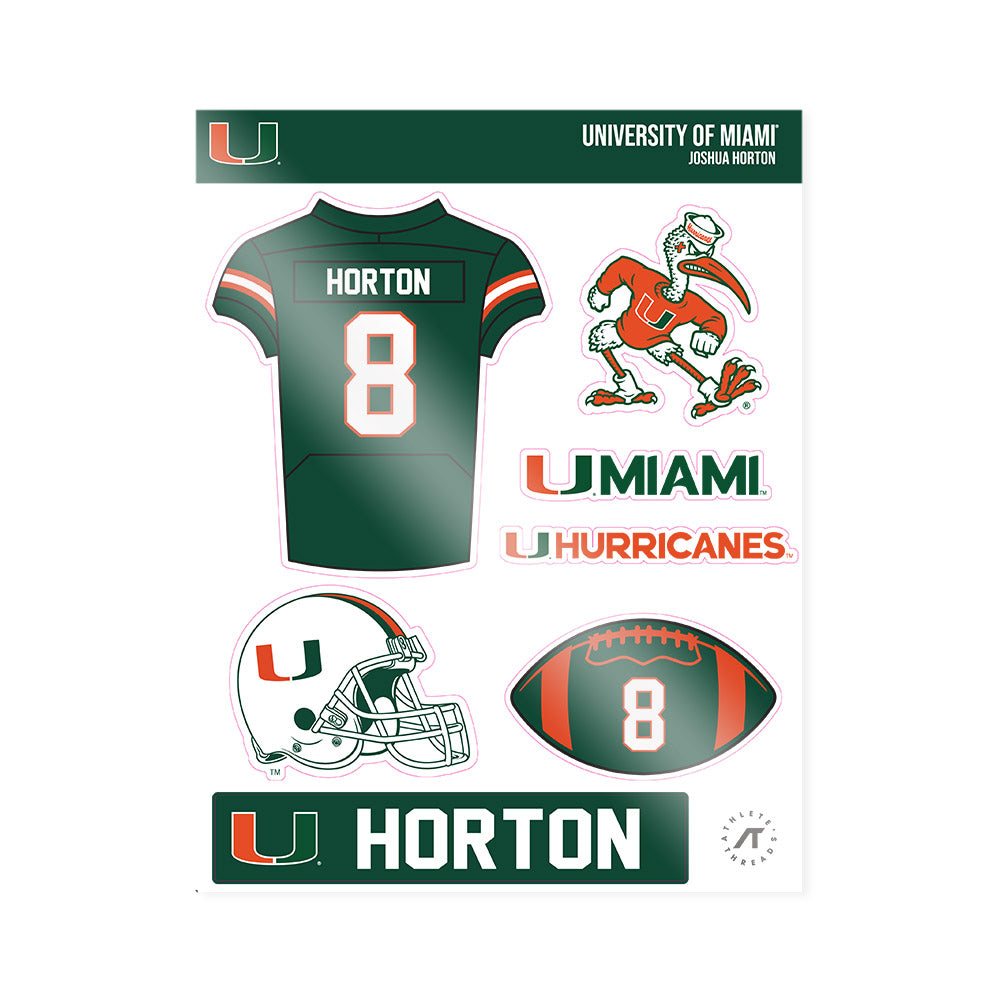 Miami - NCAA Football : Joshua Horton - Sticker Sheet-0