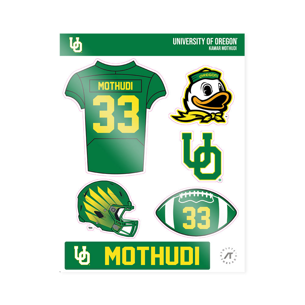 Oregon - NCAA Football : Kamar Mothudi - Sticker Sheet-0