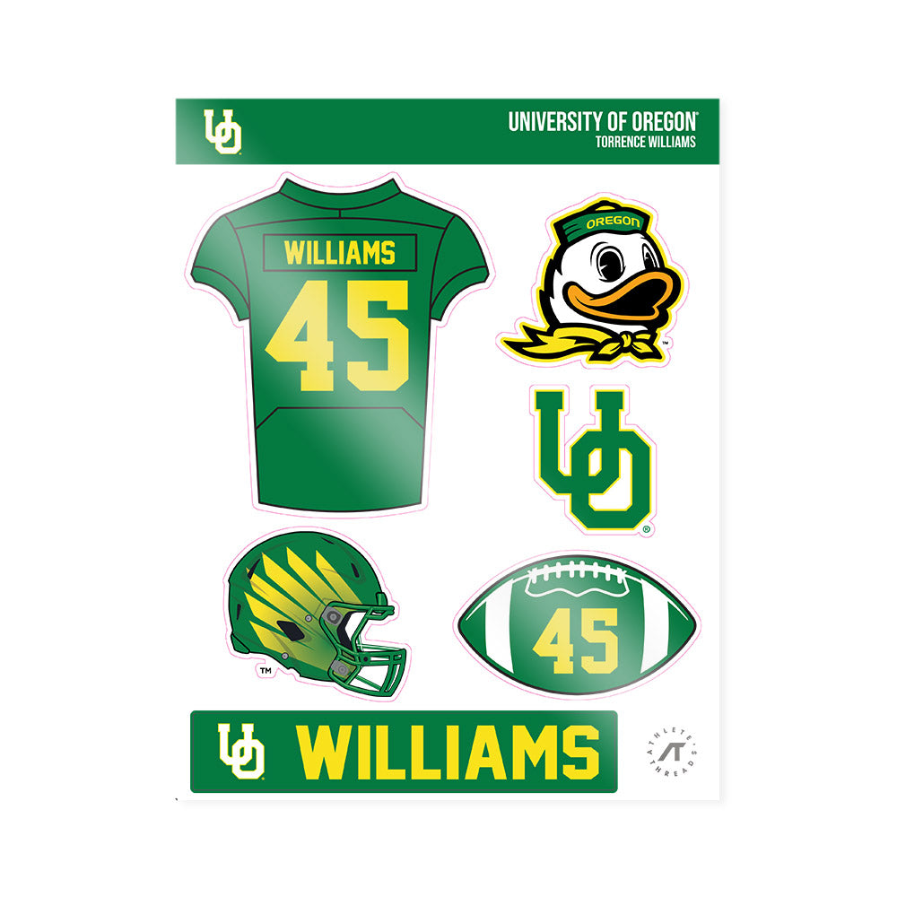Oregon - NCAA Football : Torrence Williams - Sticker Sheet-0