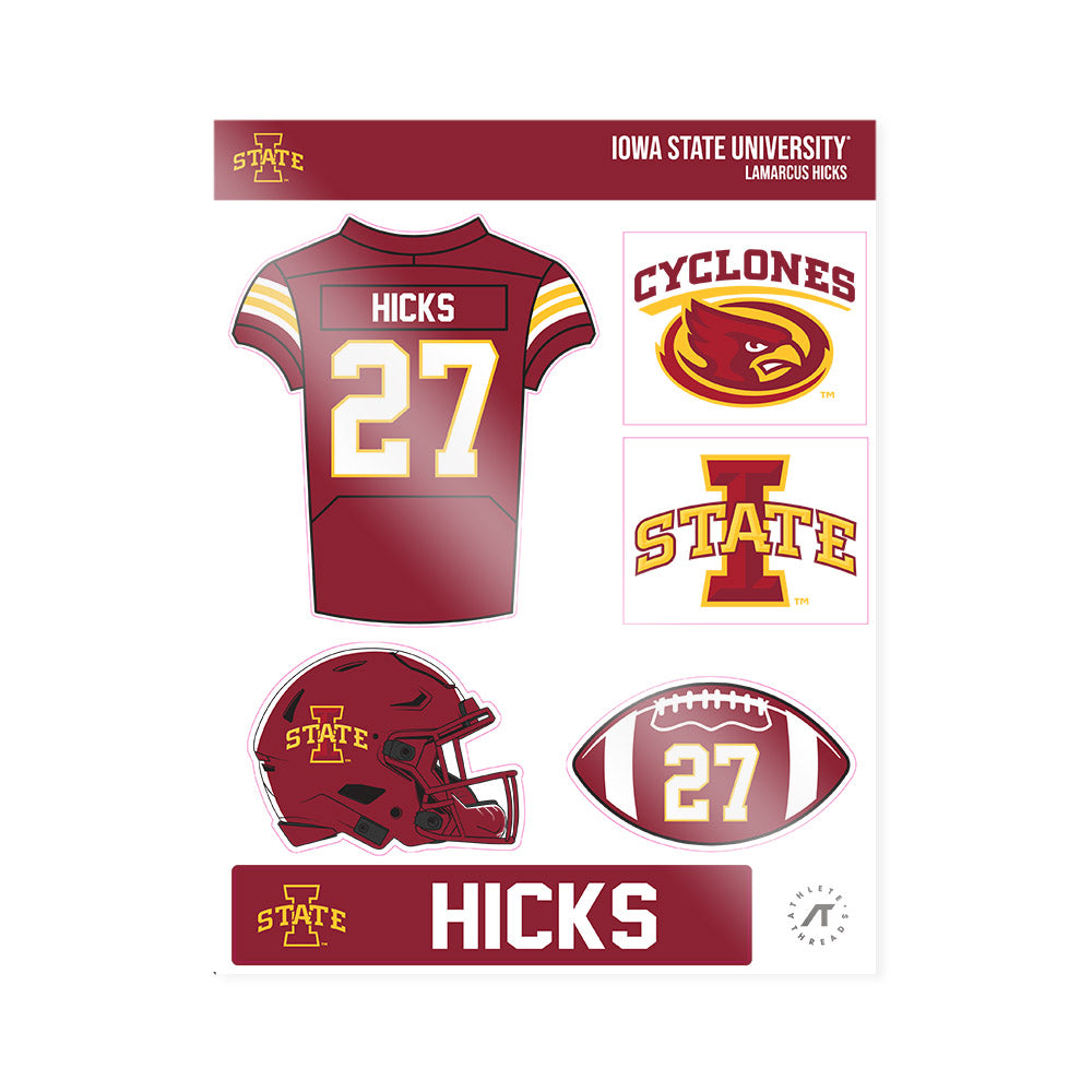 Iowa State - NCAA Football : LaMarcus Hicks - Sticker Sheet-0