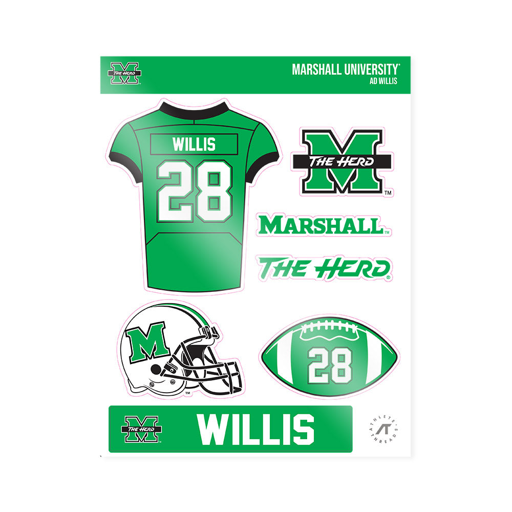 Marshall - NCAA Football : AD Willis - Sticker Sheet-0