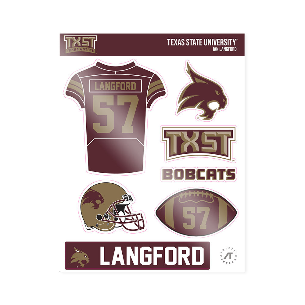 Texas State - NCAA Football : Ian Langford - Sticker Sheet-0