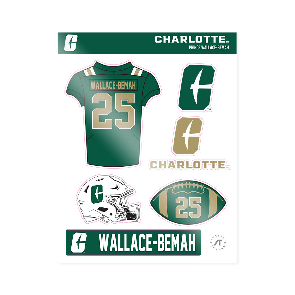 UNC Charlotte - NCAA Football : Prince Wallace-Bemah - Sticker Sheet-0
