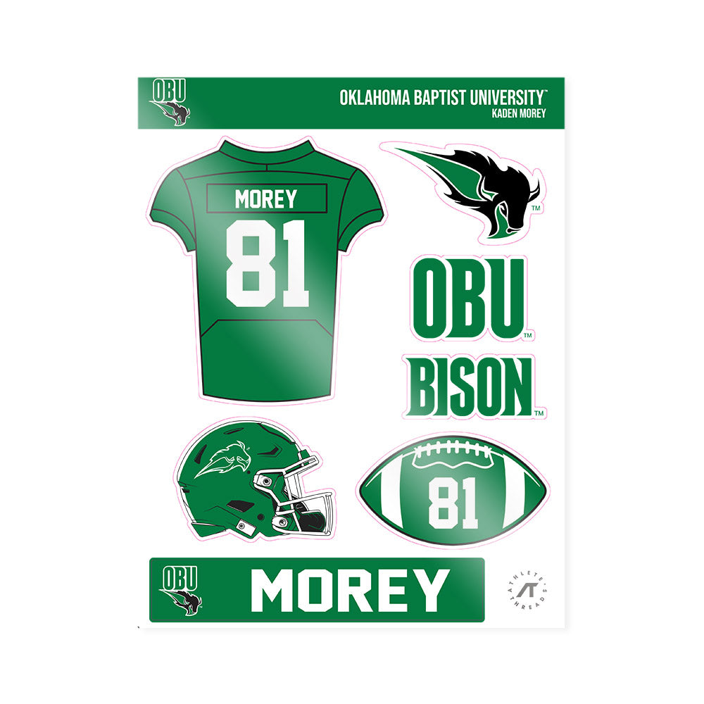 OKBU - NCAA Football : Kaden Morey - Sticker Sheet-0