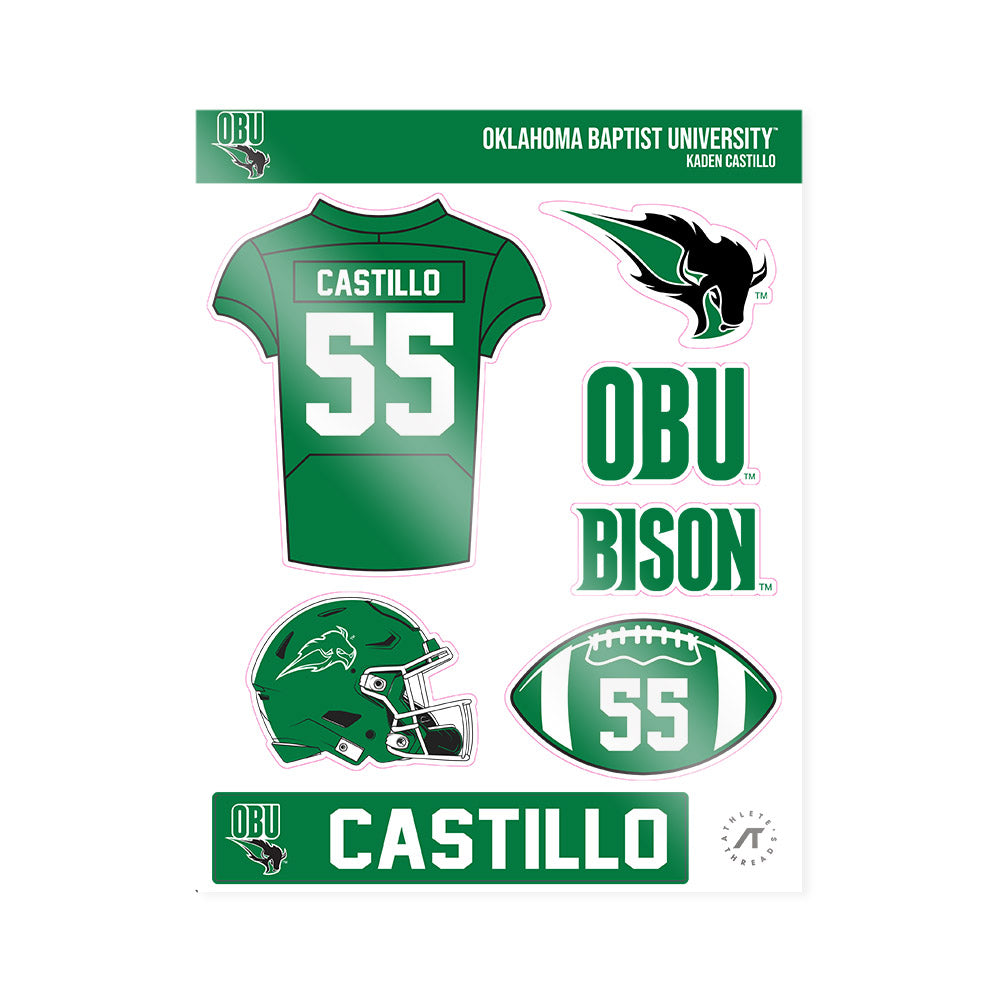 OKBU - NCAA Football : Kaden Castillo - Sticker Sheet-0