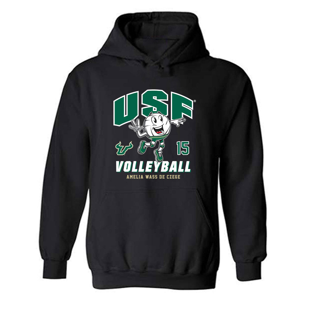 USF - NCAA Women's Volleyball : Amelia Wass de Czege - Fashion Shersey Hooded Sweatshirt-0
