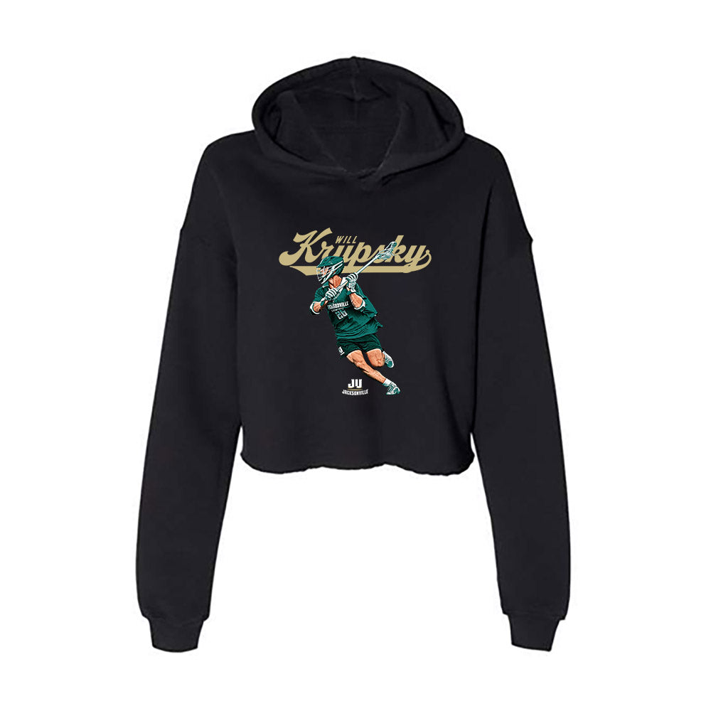 Jacksonville - NCAA Men's Lacrosse : Will Krupsky - Player Collage Women's Crop Fleece Hoodie-0