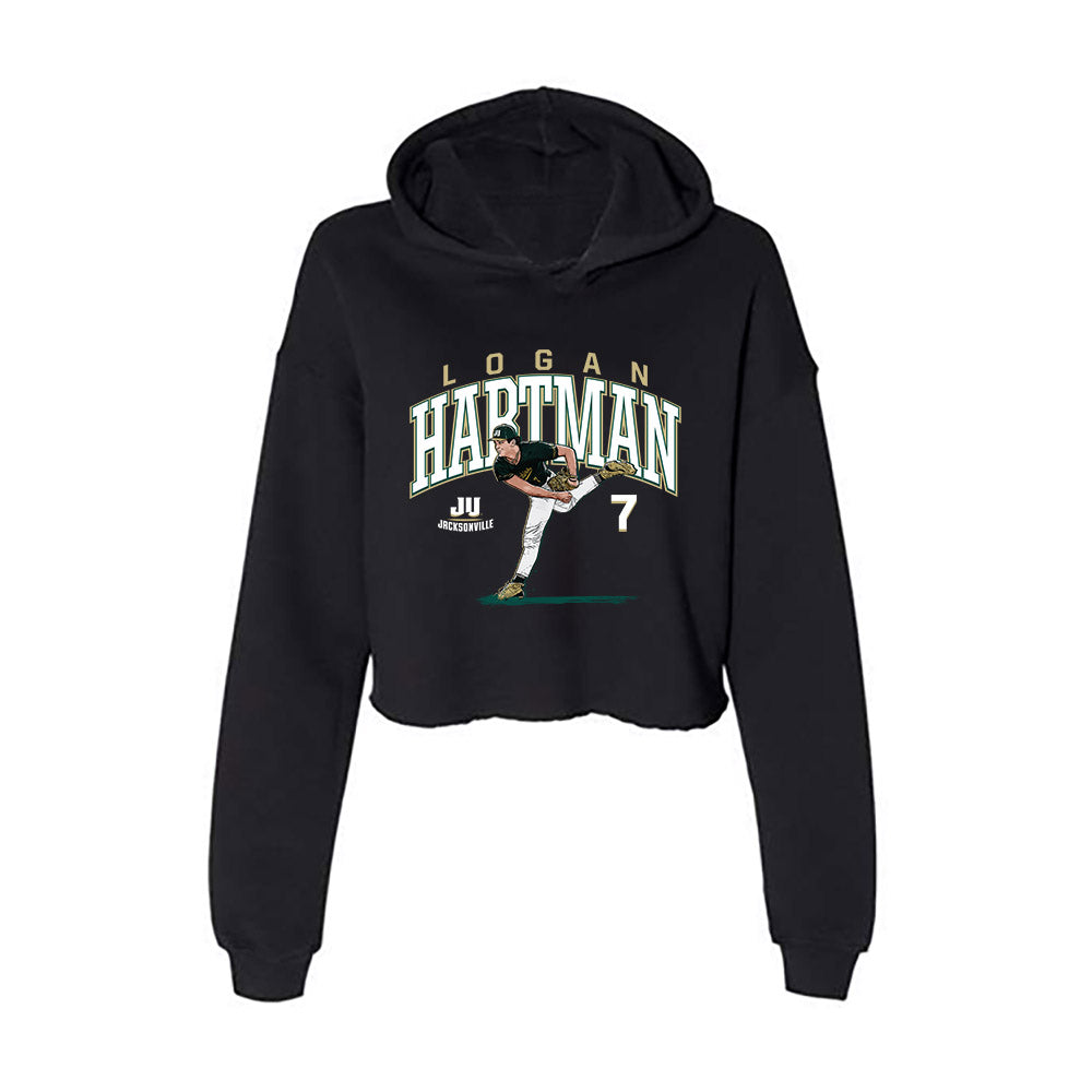 Jacksonville - NCAA Baseball : Logan Hartman - Women's Crop Fleece Hoodie-0