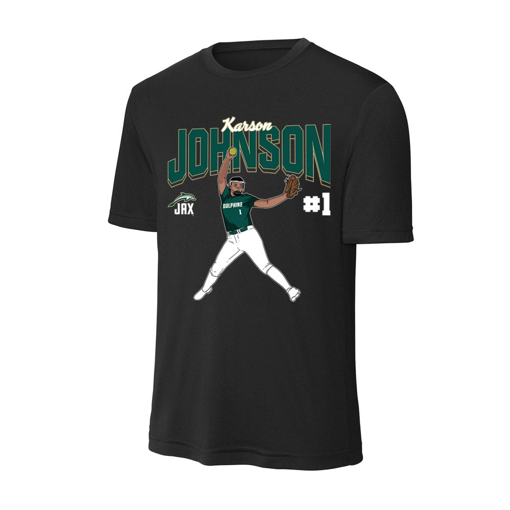 Jacksonville - NCAA Softball : Karson Johnson - Player Collage Activewear T-Shirt-0