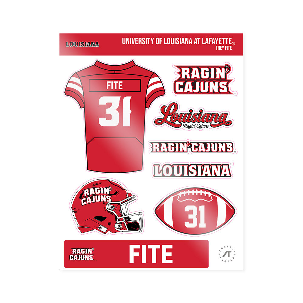 Louisiana - NCAA Football : Trey Fite - Sticker Sheet-0