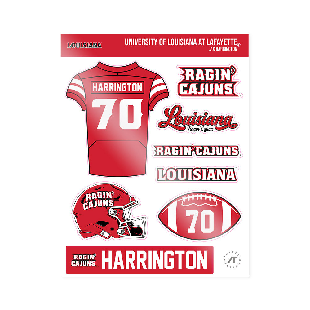 Louisiana - NCAA Football : Jax Harrington - Sticker Sheet-0