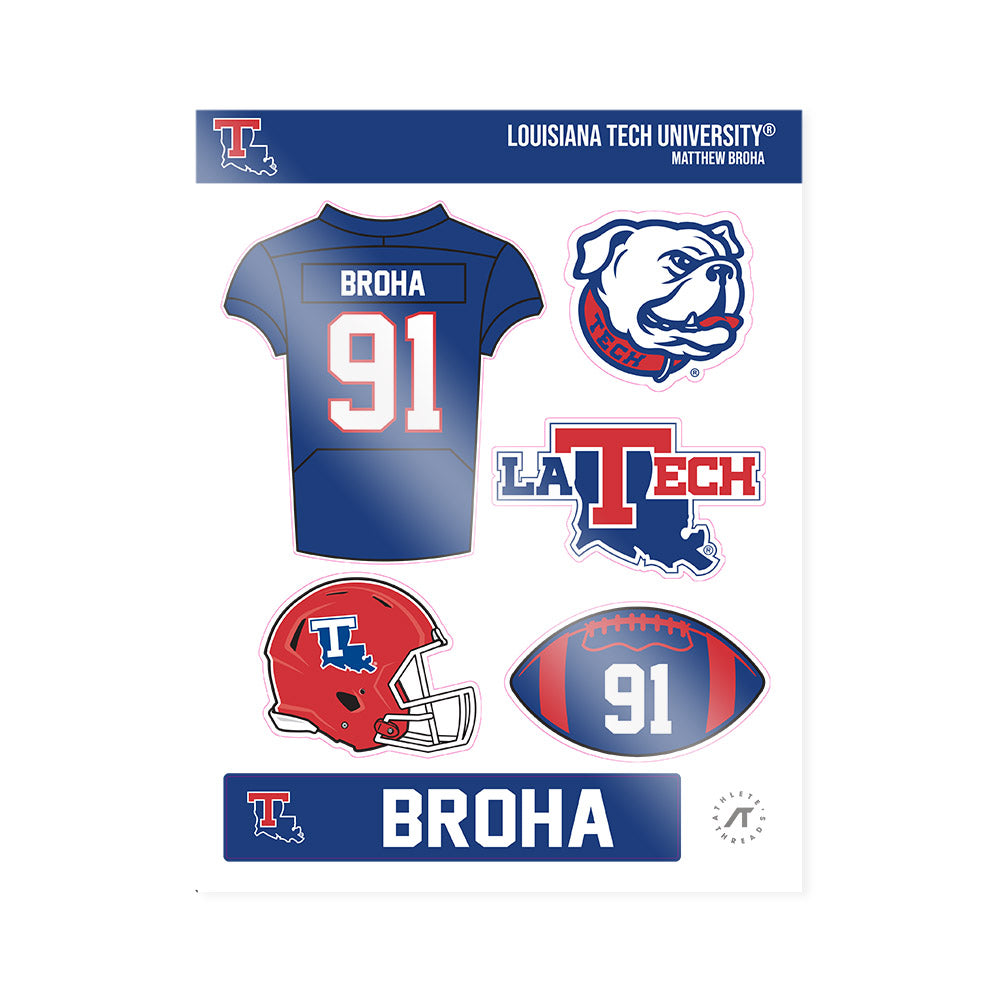 LA Tech - NCAA Football Legends : Matthew Broha - Sticker Sheet-0