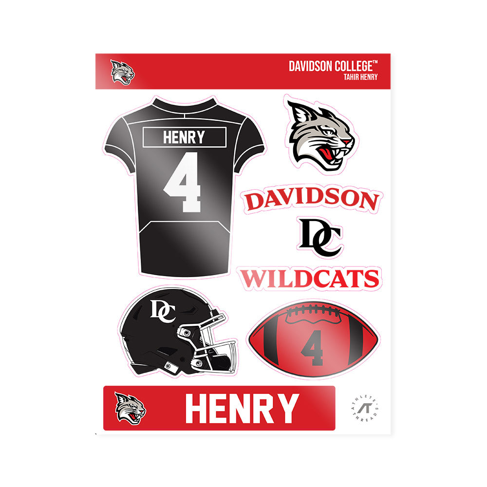 Davidson - NCAA Football : Tahir Henry - Sticker Sheet-0