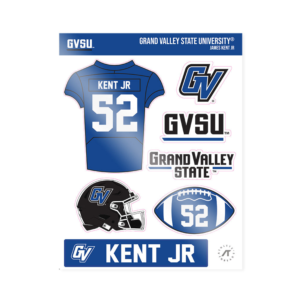 Grand Valley - NCAA Football : James Kent Jr - Sticker Sheet-0
