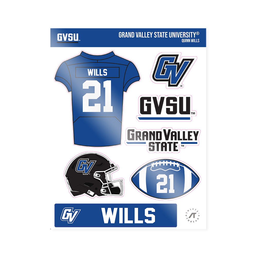 Grand Valley - NCAA Football : Quinn Wills - Sticker Sheet-0