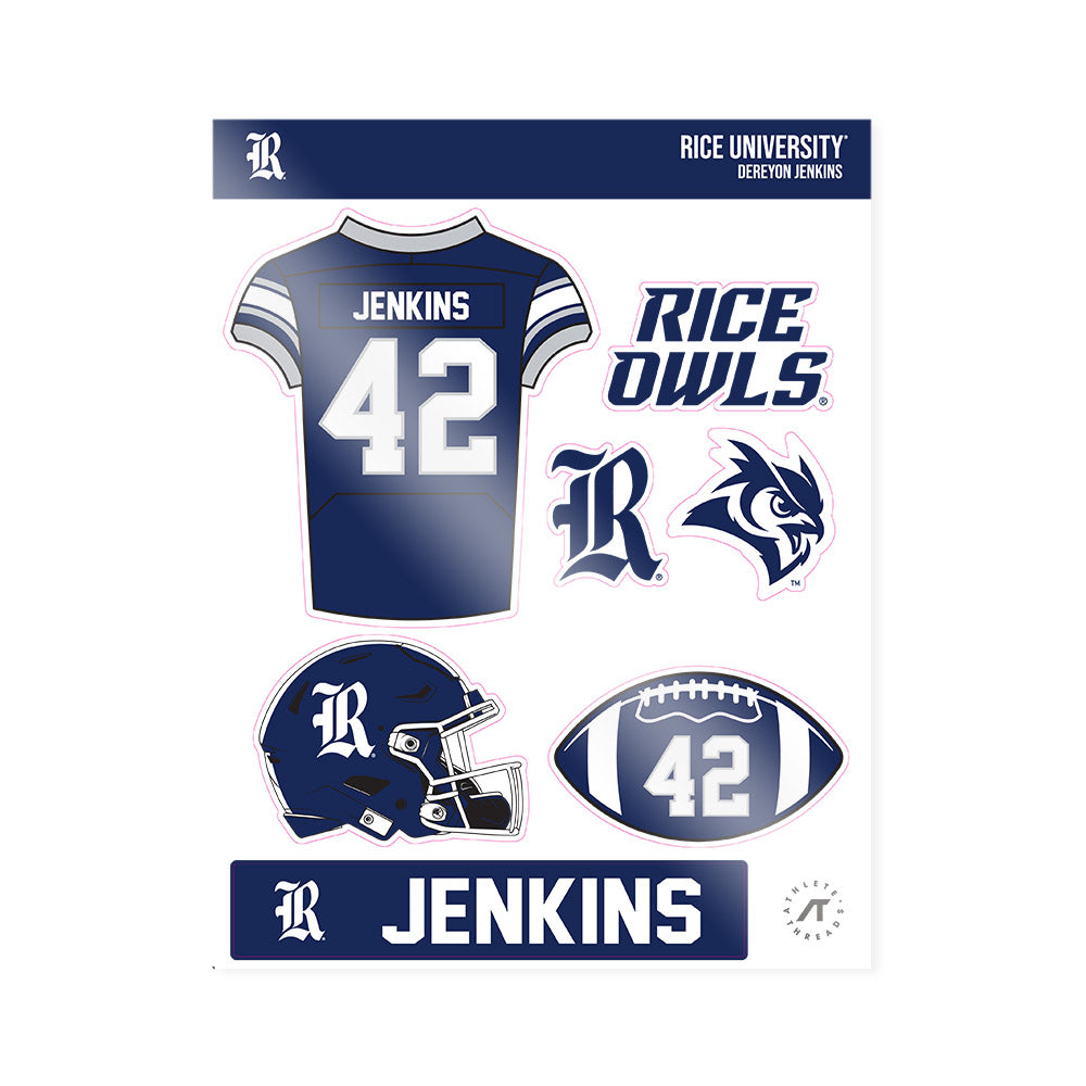 Rice - NCAA Football : DeReyon Jenkins - Sticker Sheet-0
