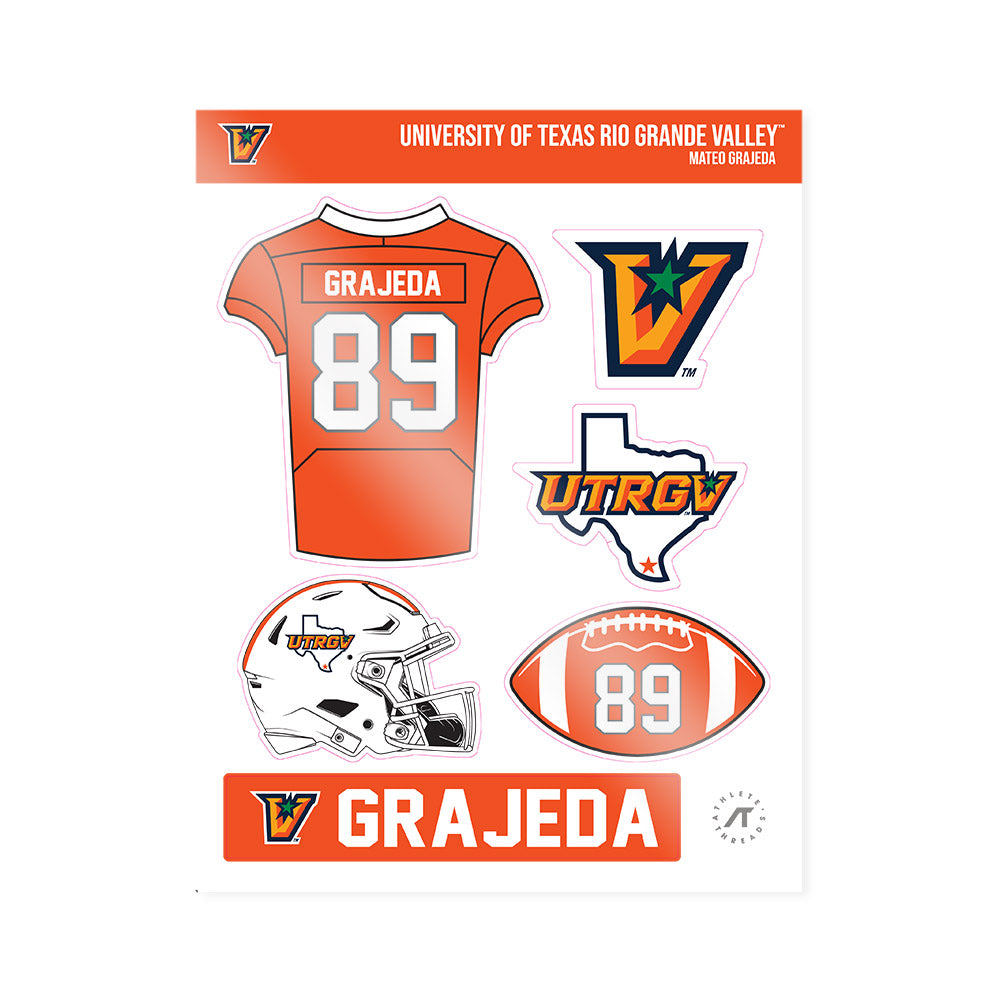 UTRGV - NCAA Football : Mateo Grajeda - Sticker Sheet-0