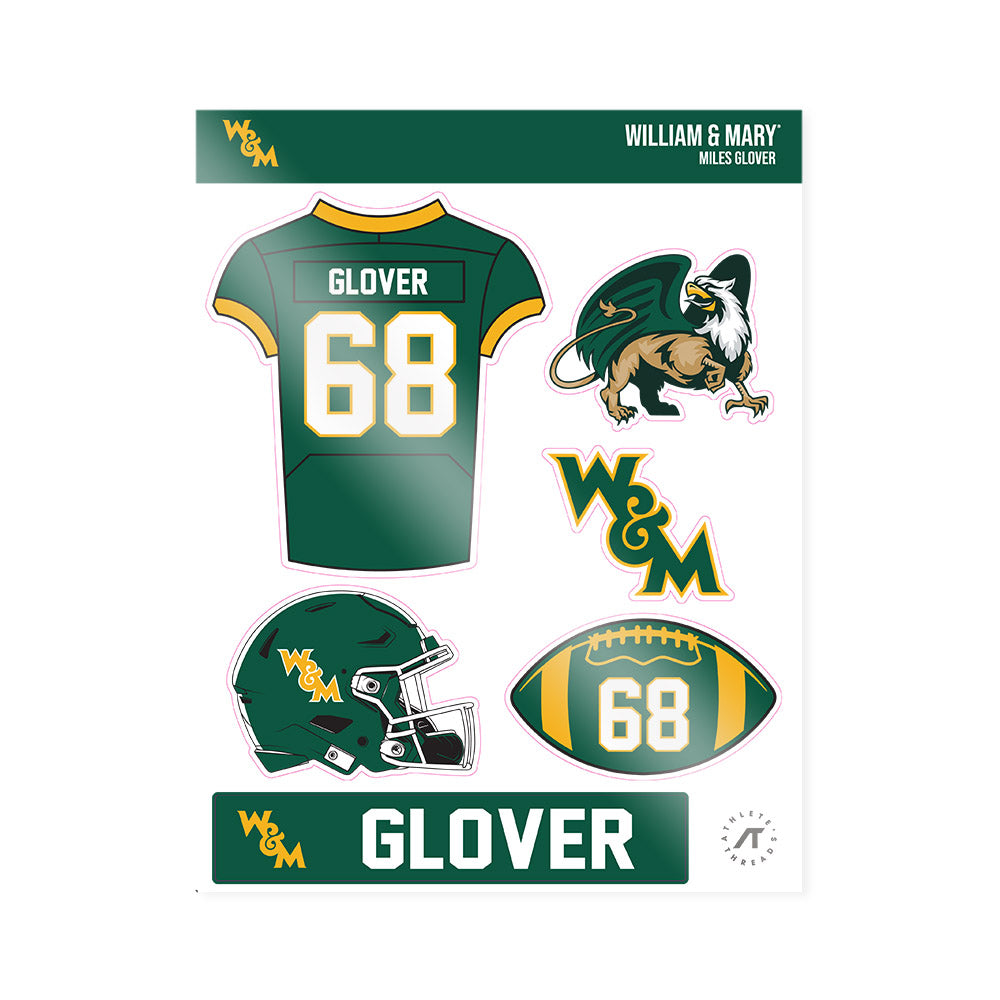 William & Mary - NCAA Football : Miles Glover - Sticker Sheet-0