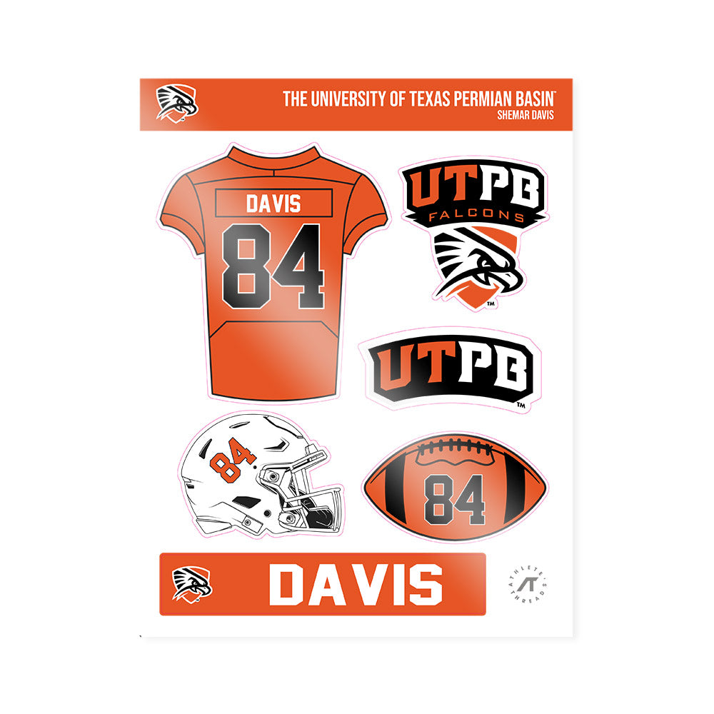 UTPB - NCAA Football : Shemar Davis - Sticker Sheet-0