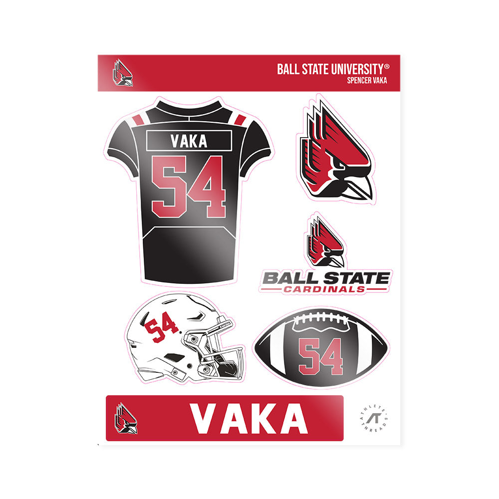 Ball State - NCAA Football : Spencer Vaka - Sticker Sheet-0