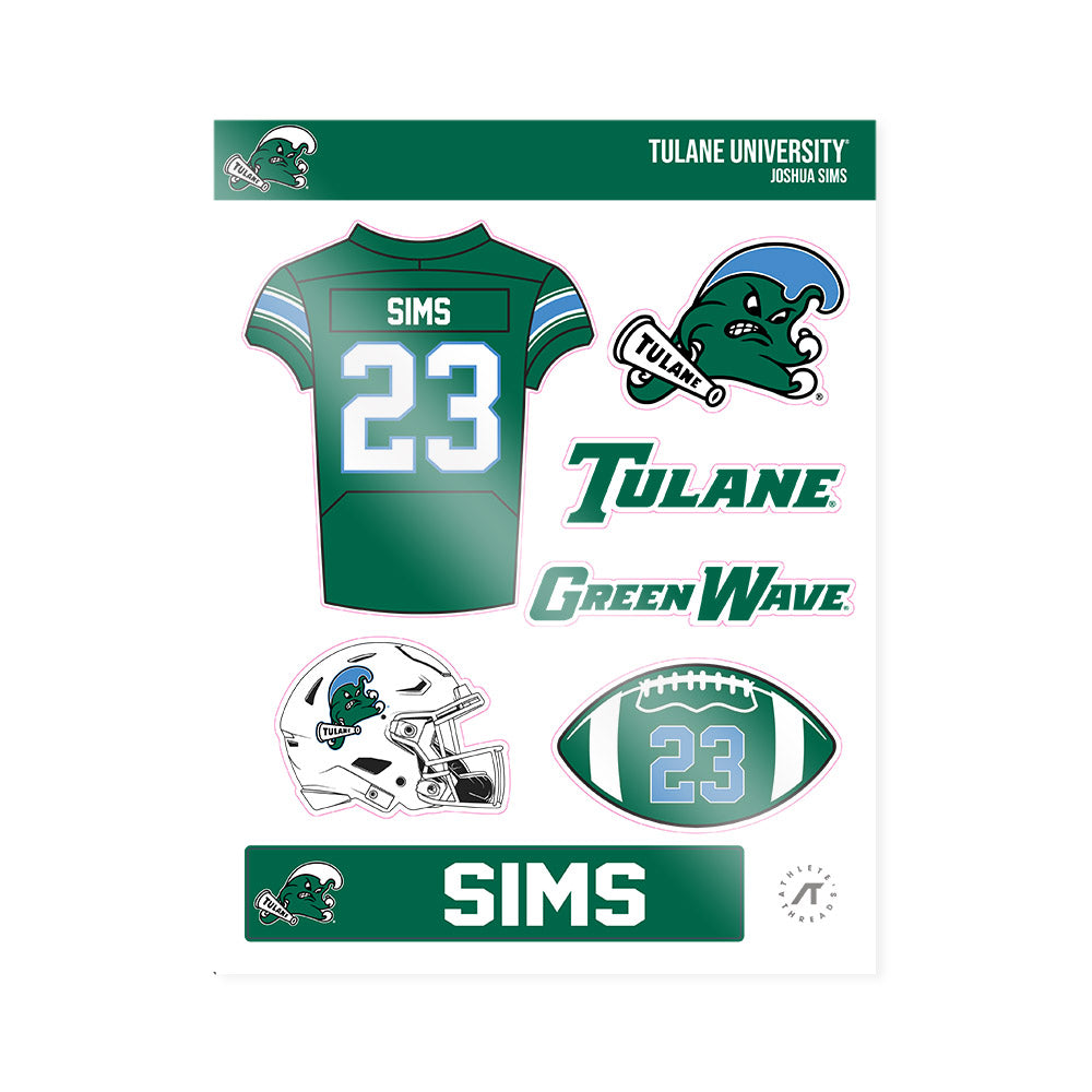 Tulane - NCAA Football : Joshua Sims - Sticker Sheet-0