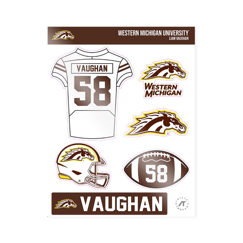 Western Michigan - NCAA Football : Liam Vaughan - Sticker Sheet-0