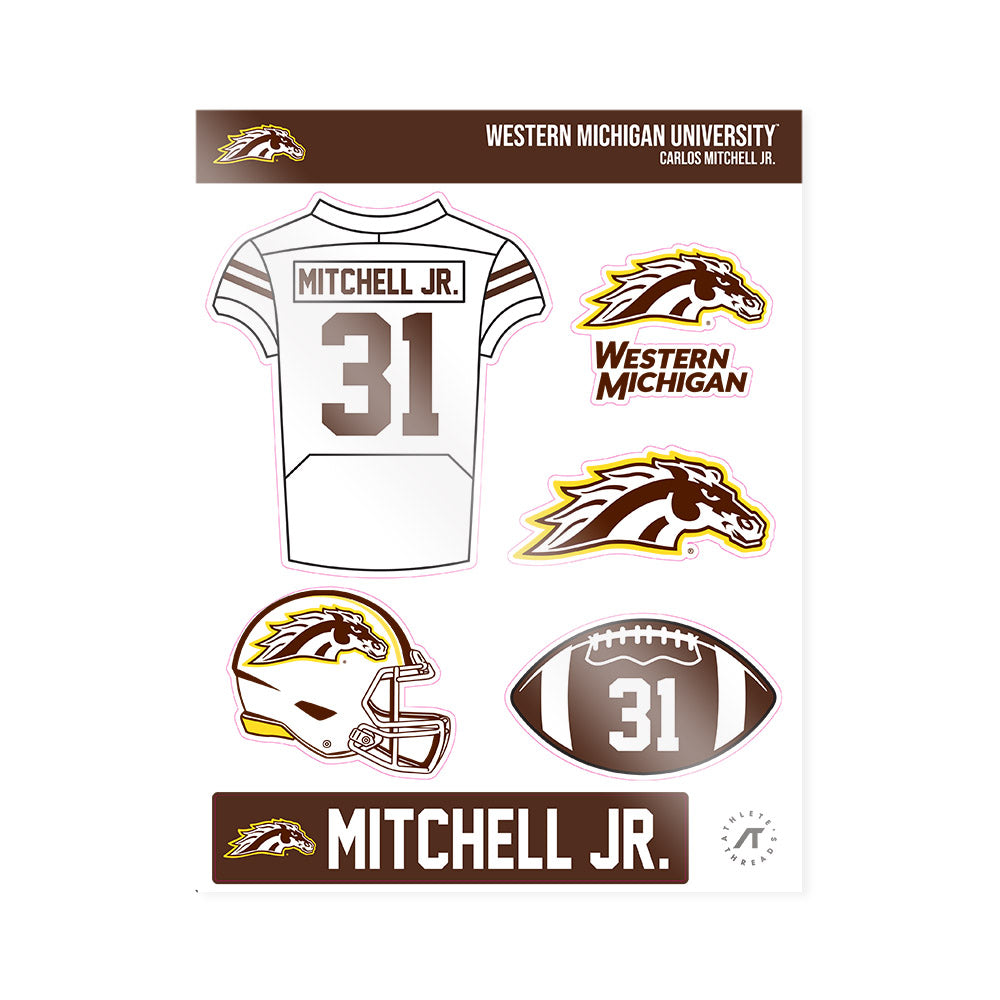 Western Michigan - NCAA Football : Carlos Mitchell Jr. - Sticker Sheet-0