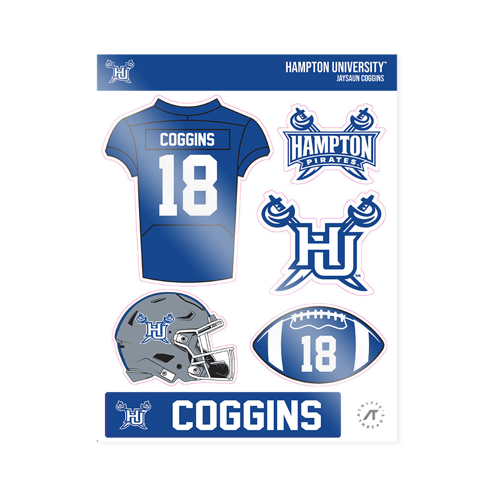 Hampton - NCAA Football : Jaysaun Coggins - Sticker Sheet-0