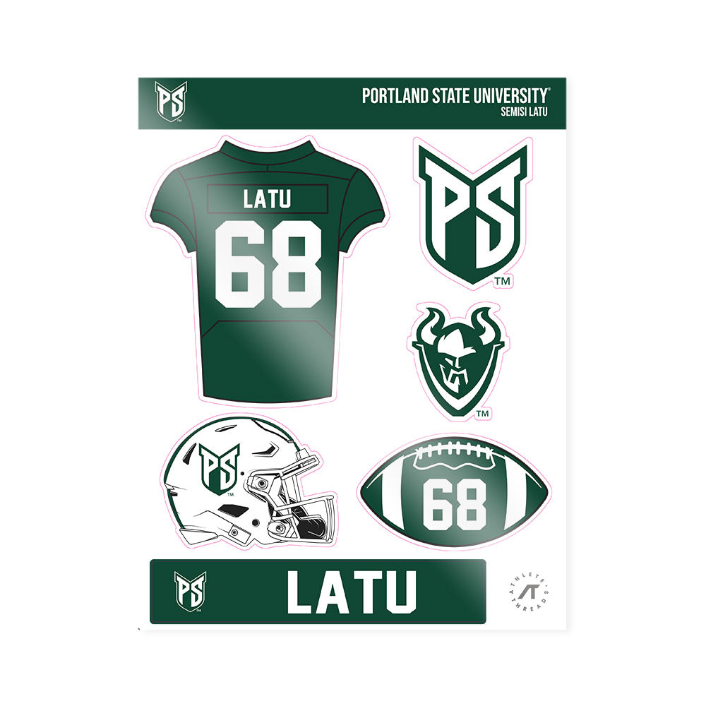 Portland State - NCAA Football : Semisi Latu - Sticker Sheet-0
