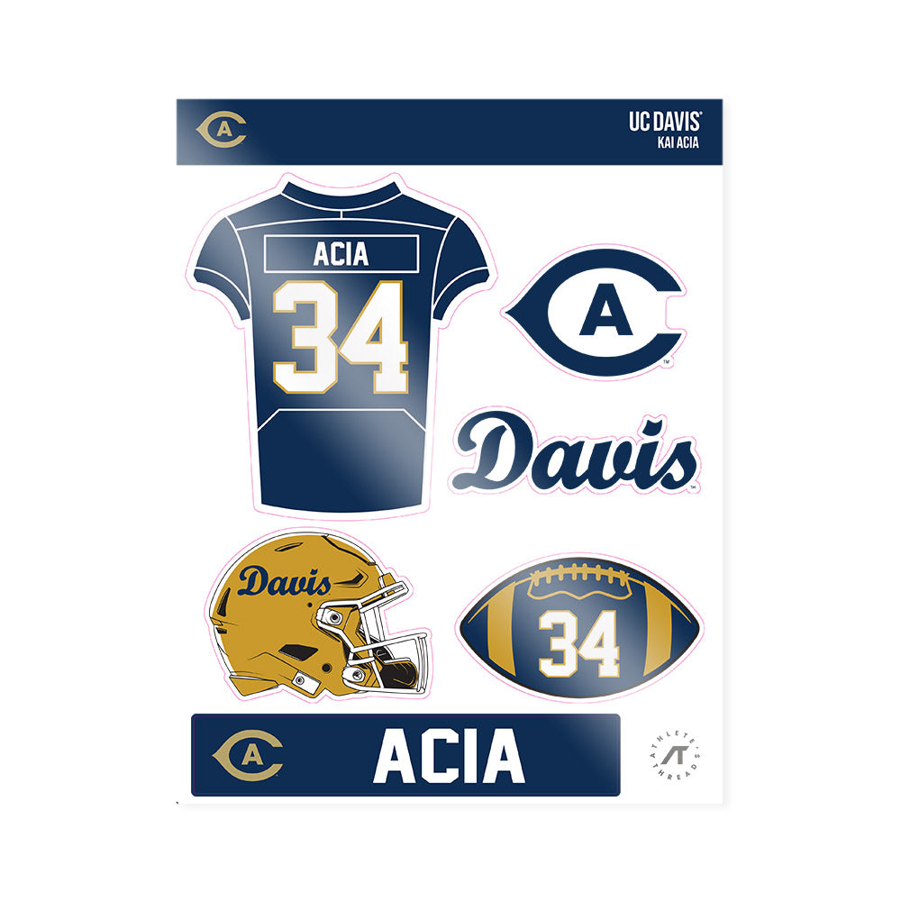 UC Davis - NCAA Football : Kai Acia - Sticker Sheet-0