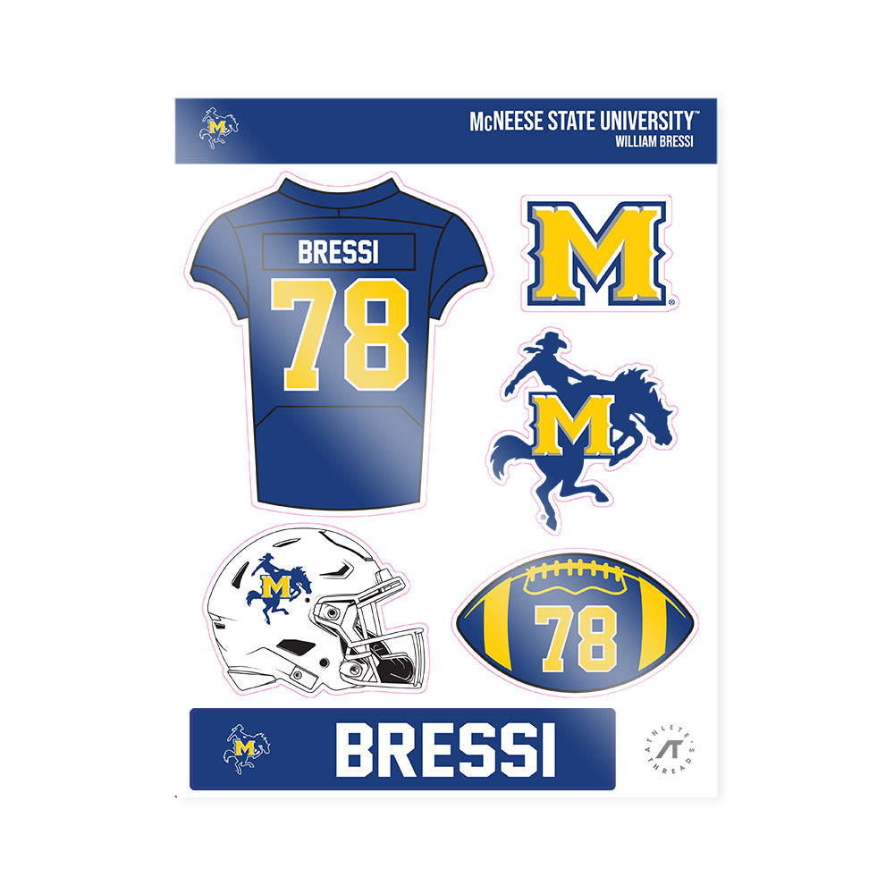 McNeese State - NCAA Football : William Bressi - Sticker Sheet-0