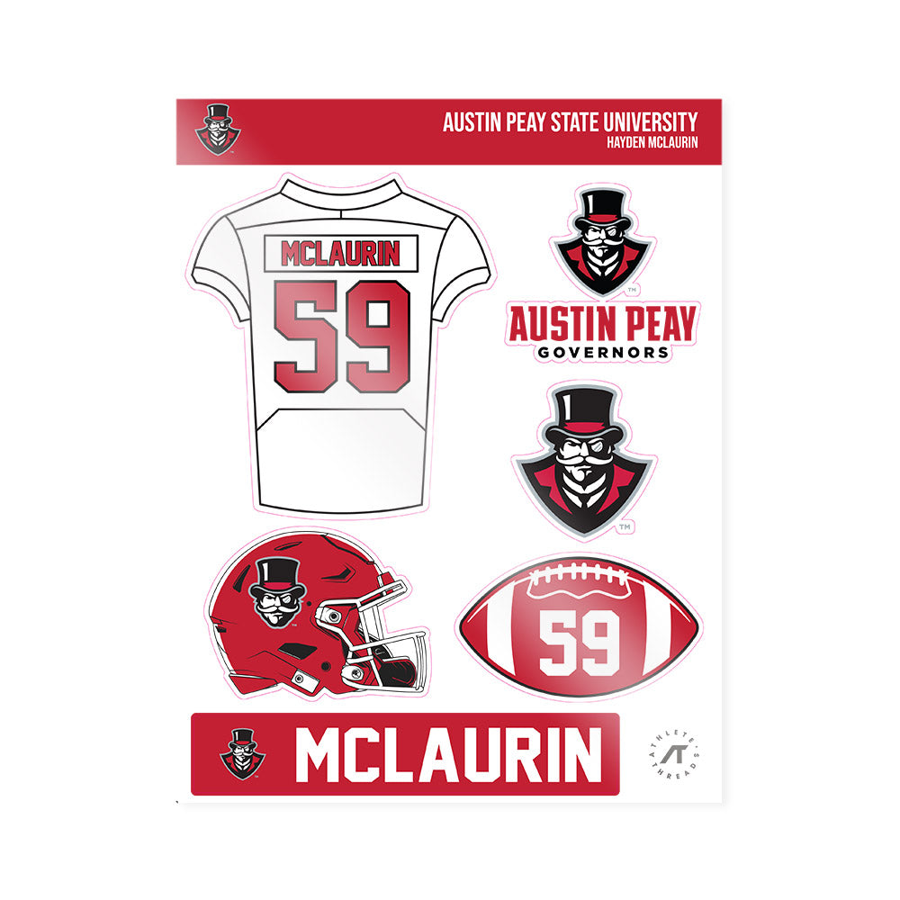 APSU - NCAA Football : Hayden Mclaurin - Sticker Sheet-0