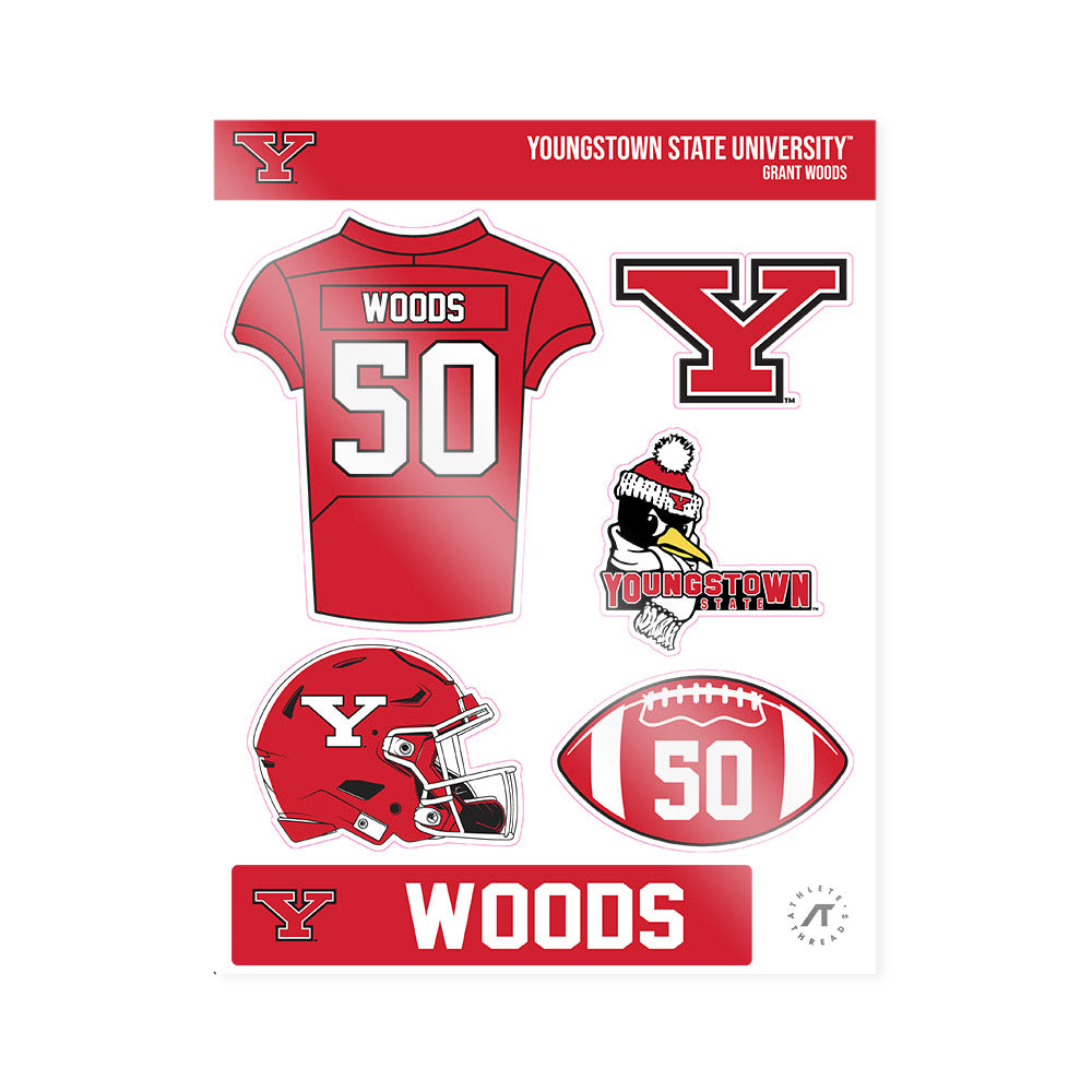 Youngstown State - NCAA Football : Grant Woods - Sticker Sheet-0