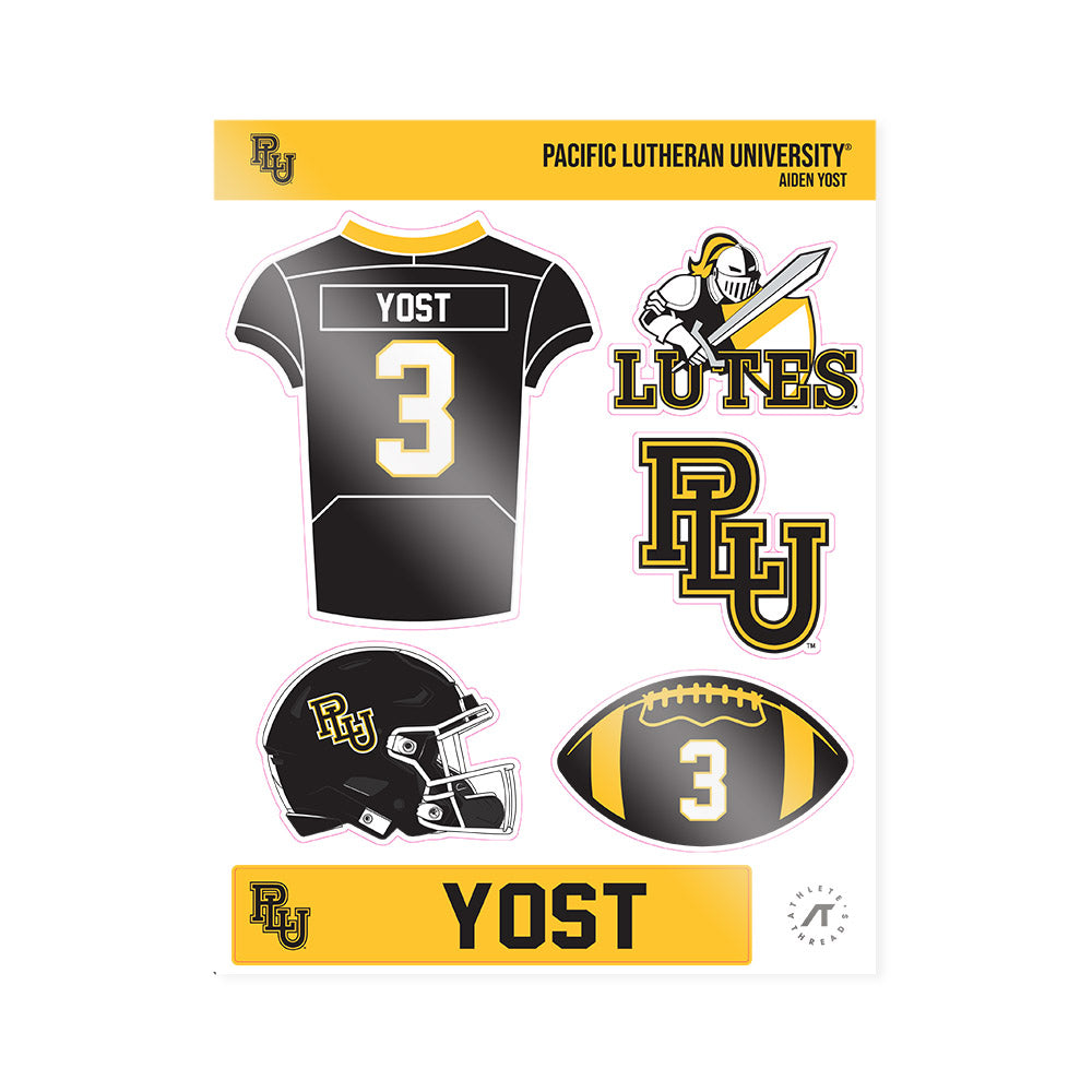 PLU - NCAA Football : Aiden Yost - Sticker Sheet-0