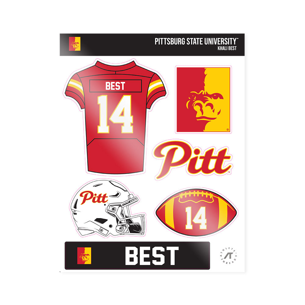Pitt State - NCAA Football : Khali Best - Sticker Sheet-0