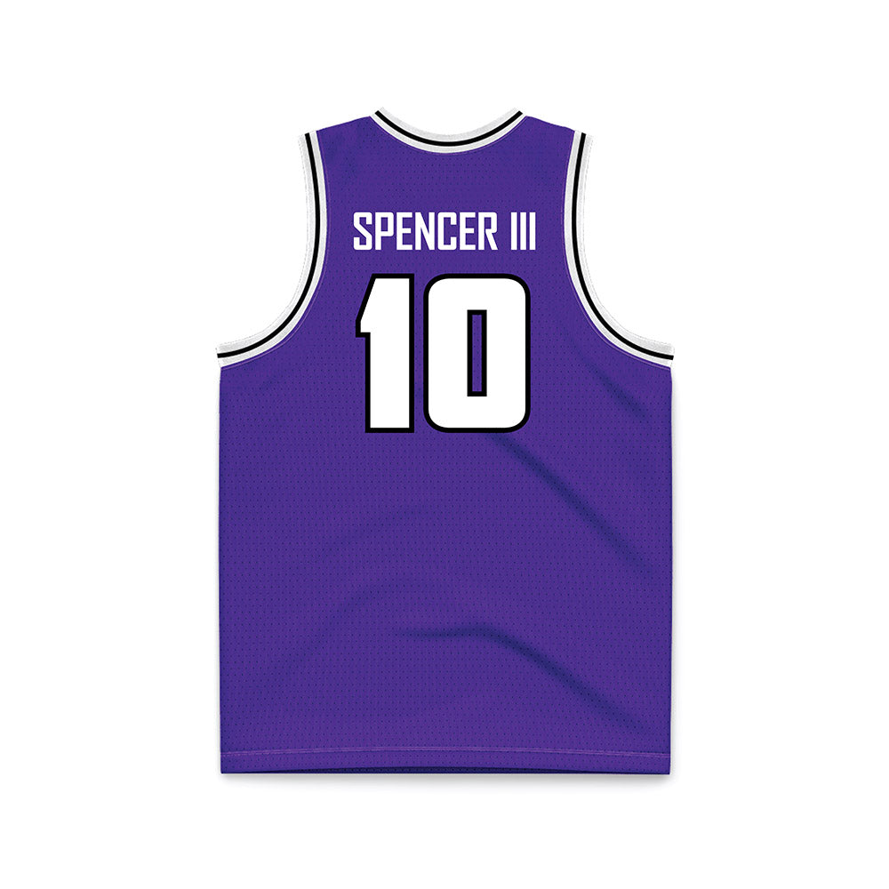 Sioux Falls - NCAA Men's Basketball : James Spencer III - Purple Basketball Jersey-1
