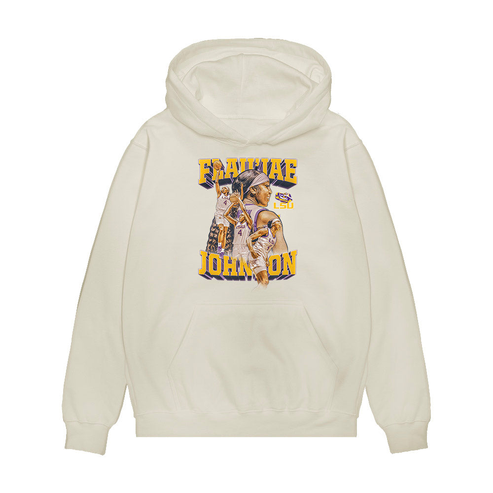 LSU - NCAA Women's Basketball : Flaujae Johnson - Collage Premium Hooded Sweatshirt-0