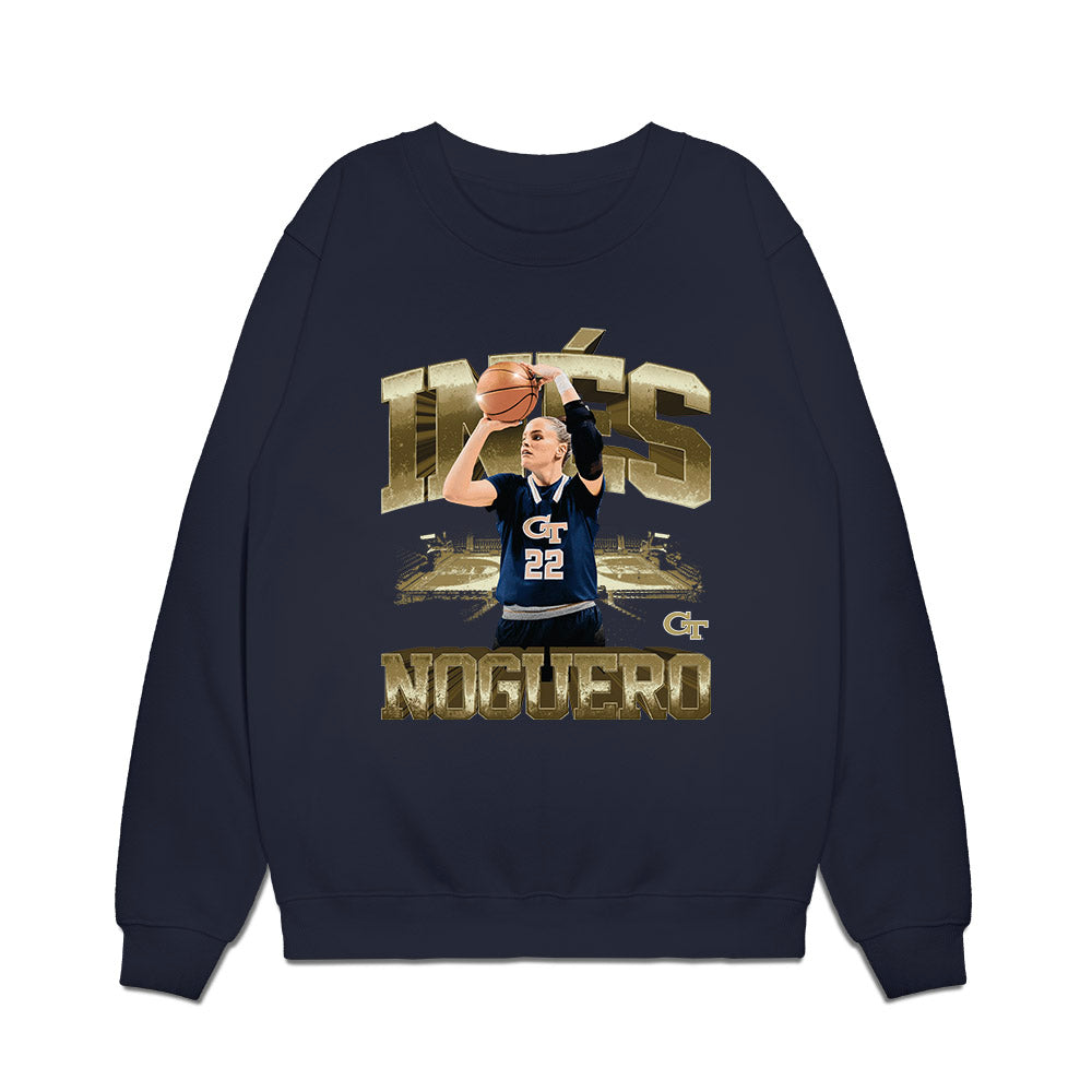Georgia Tech - NCAA Women's Basketball : Ines Noguero - Player Collage Premium Crewneck Sweatshirt-0