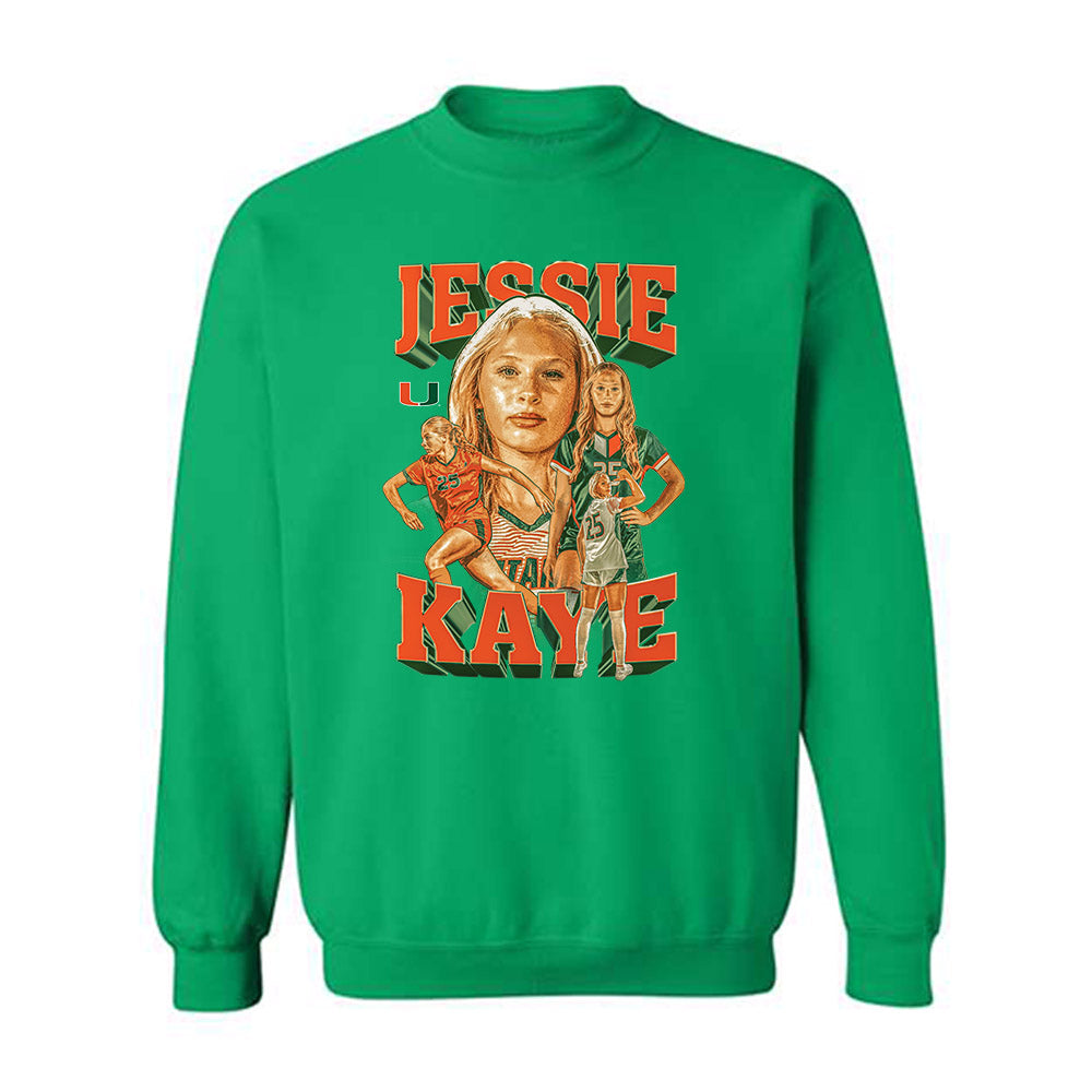 Miami - NCAA Women's Soccer : Jessica Kaye - Player Collage Crewneck Sweatshirt-0