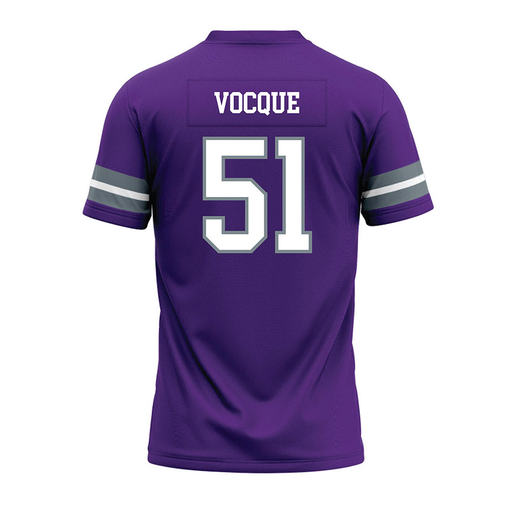 Central Arkansas - NCAA Football : Kyle Vocque - Purple Premium Football Jersey-1