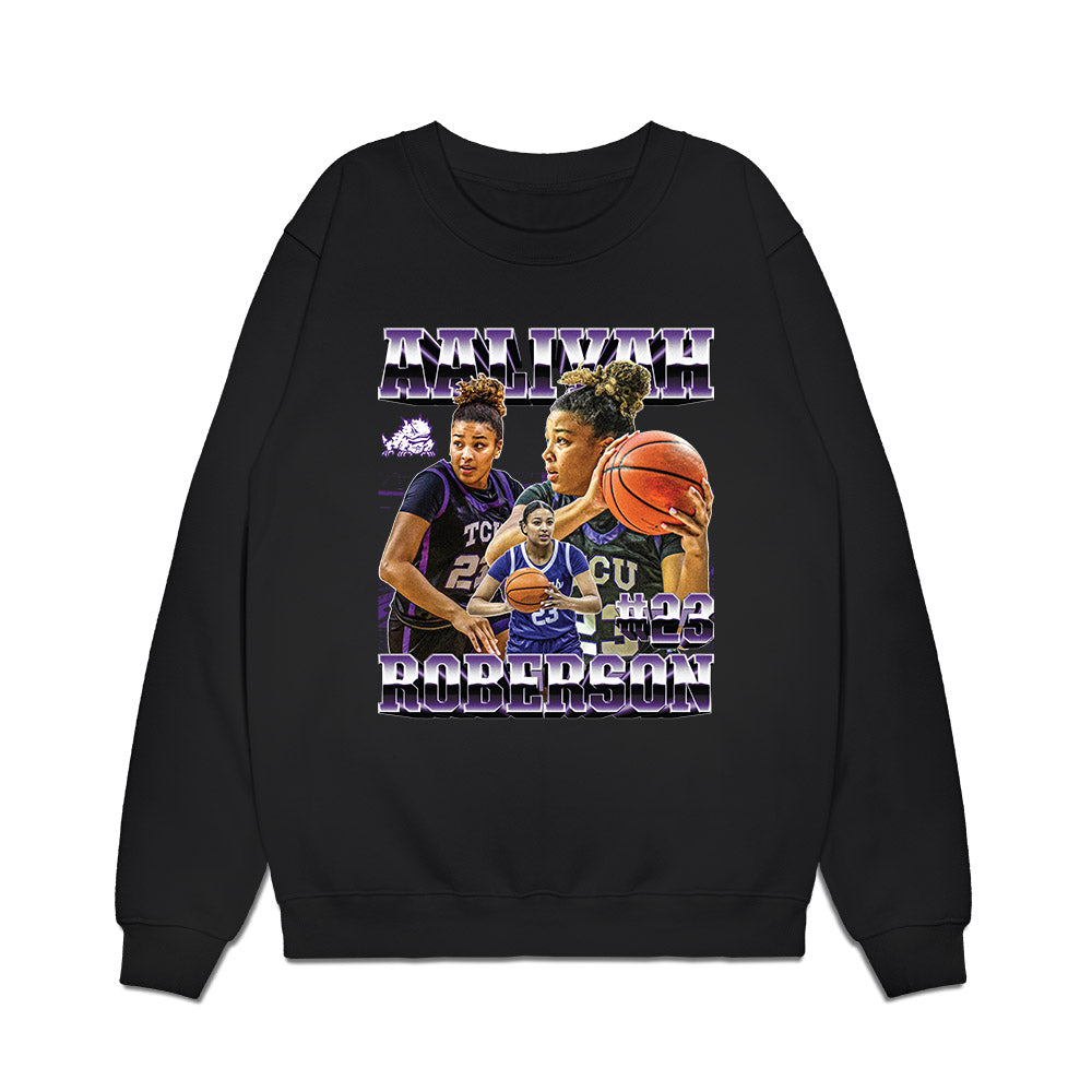 TCU - NCAA Women's Basketball : Aaliyah Roberson - Player Collage Premium Crewneck Sweatshirt-0