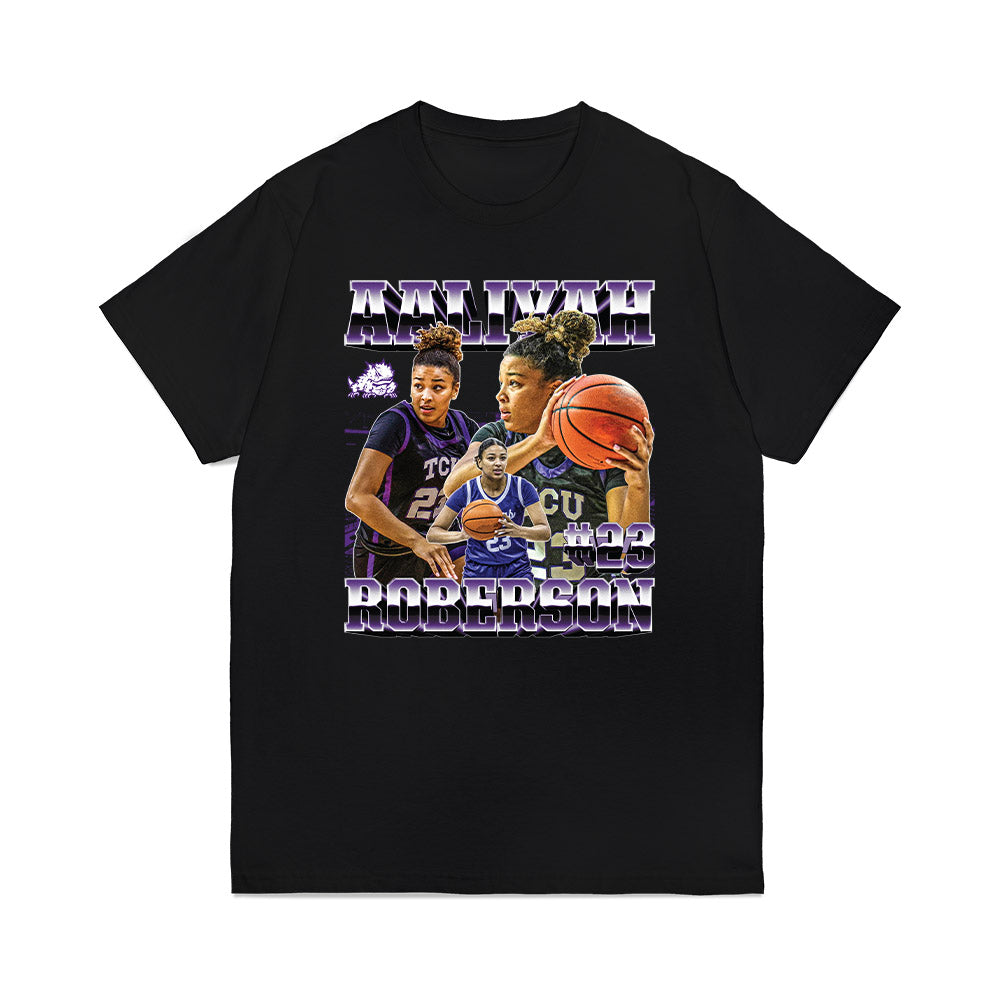 TCU - NCAA Women's Basketball : Aaliyah Roberson - Player Collage Premium T-Shirt-0